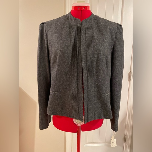 NWT 1980s D&L Gray Wool Blazer Jacket Structured Pleated Front Power Suit Style - Picture 2 of 14